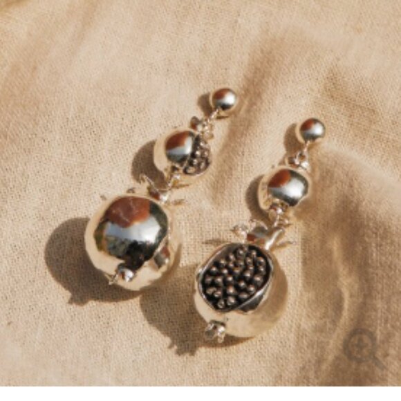 Pamela Love long persephone pomegranate earrings- solid 925 sterling silver - Picture 2 of 4